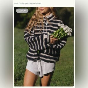 NEW Eleven Eleven Striped Navy and White Teddy Jacket